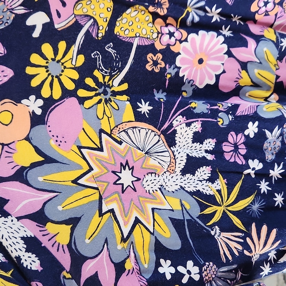 Modcloth Shift Dress sz L mushrooms floral whimsy Navy Pink - Picture 13 of 13